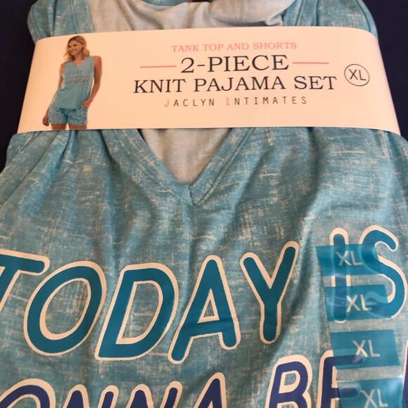Jaclyn Intimates Blue White Soft Pajama Set XL Today is Gonna Be a Good NWT NEW - Picture 7 of 7